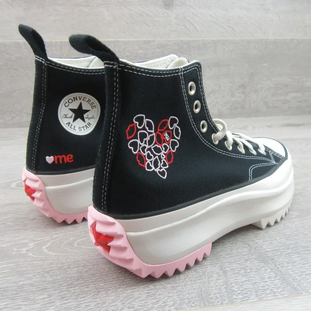 Converse Run Star Hike HI "Love" Sneakers Women's Size 7.5 Black Red NEW - Picture 7 of 16
